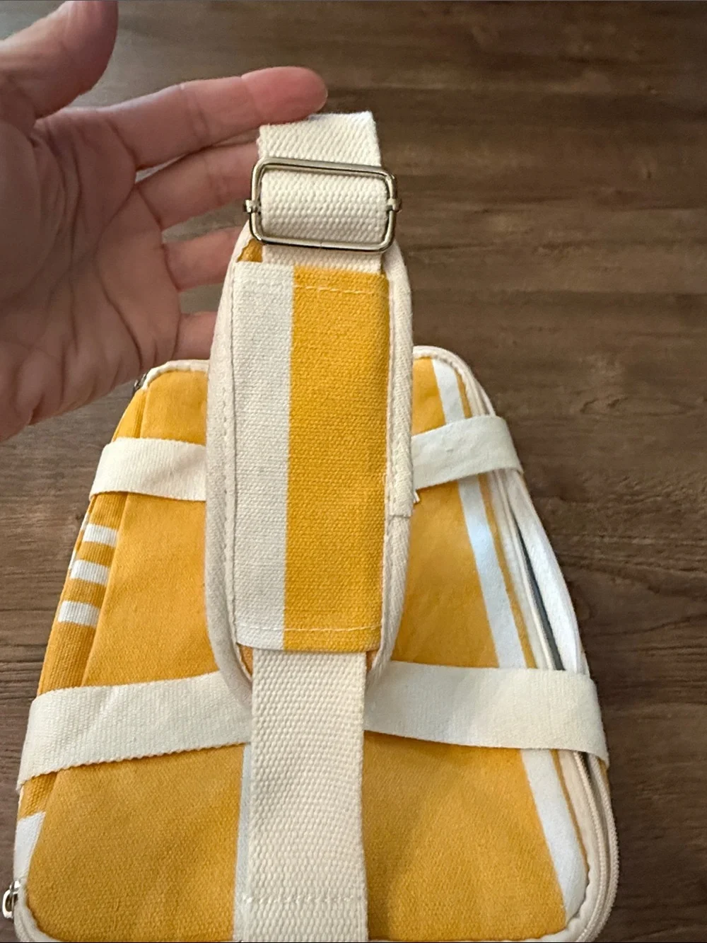 Business & Pleasure Yellow Canvas Stripe Lunch Bag NWT